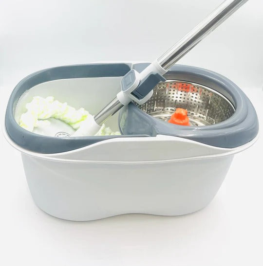 Clean Smart Spin Mop Twin Split Bucket | 360 Wet & Dry Spin Floor Mop with Disinfectant Bottle & 2 Mop Pads | Hygienic Space-Saving Cleaning Tool for Home & Office