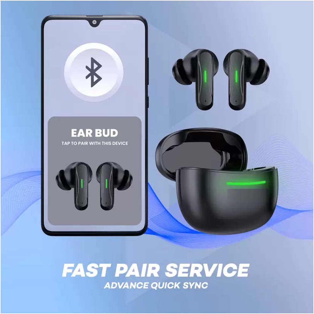 TWS Wireless Earbuds with ENC, V5.1 Bluetooth, Clear Call Effect, HD Sound, Long Battery Life, Sensitive Touch, Short Ear Handle Design, Type-C