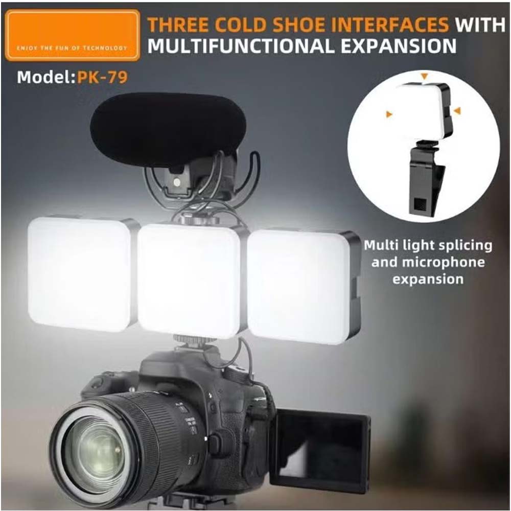 PK79 Mini LED Video Light - 6000K Dimmable 5.5W Fill Lamp with Universal Mount for DSLR, Phone & Laptop