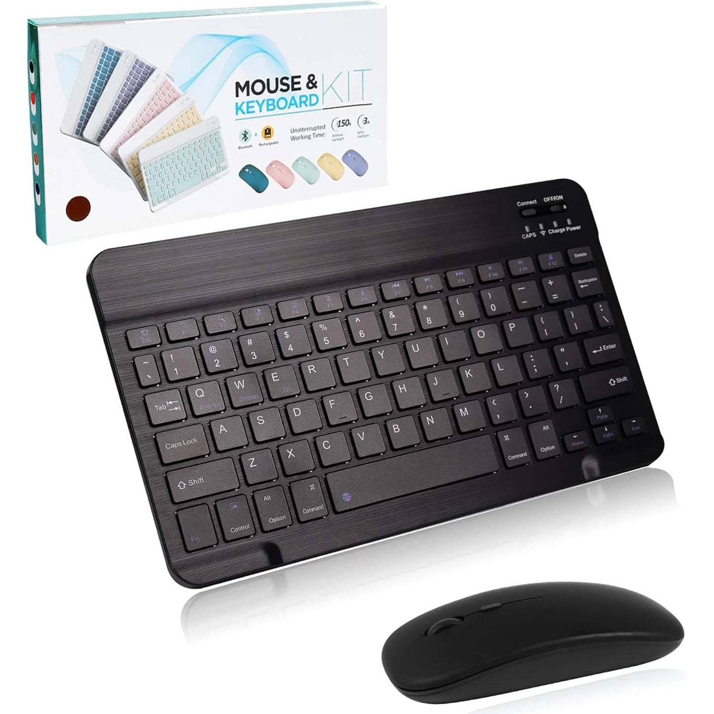 Ultra-Slim Bluetooth Keyboard & Mouse Combo - Rechargeable Wireless Set for Windows, Android, iOS, iPad, PC & Laptop