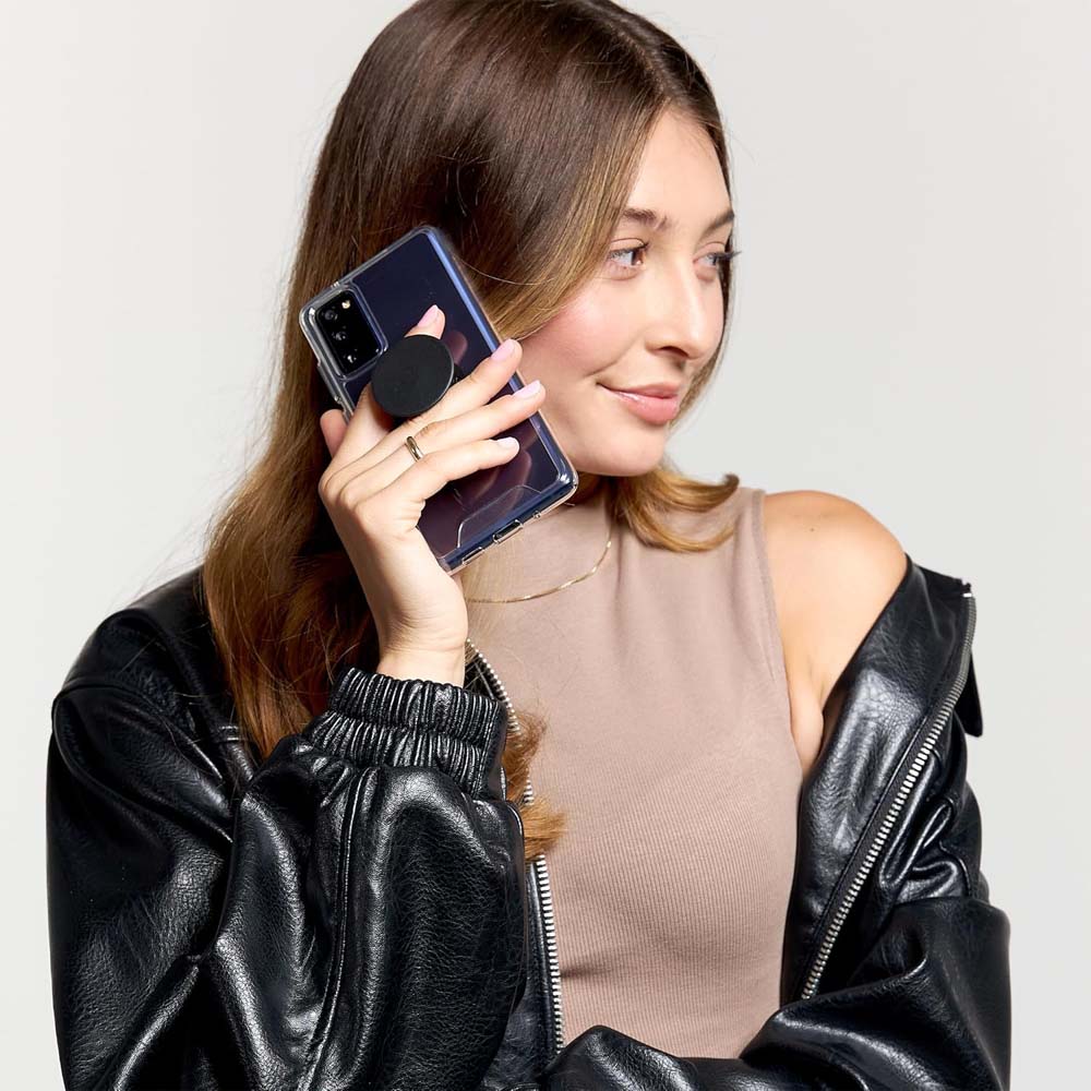 PopGrip with Swappable Top - Black, Phone & Tablet Grip, Stand, and Wireless Charging Compatible Accessory