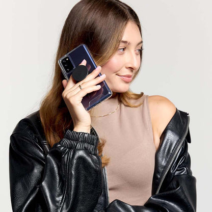 PopGrip with Swappable Top - Black, Phone & Tablet Grip, Stand, and Wireless Charging Compatible Accessory