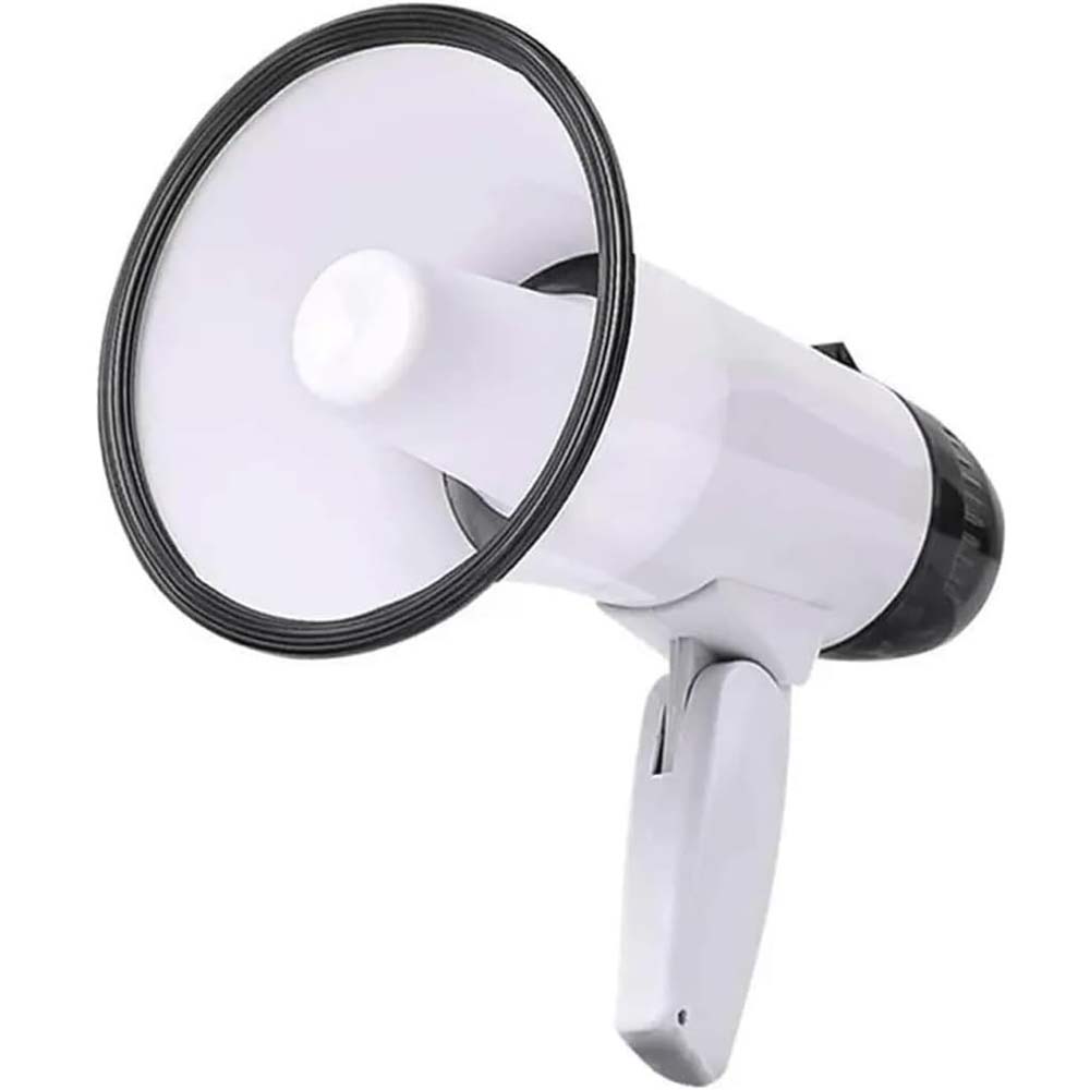 Portable Megaphone Bullhorn 25W Rechargeable with siren, music, recording & adjustable volume. Lightweight with strap.