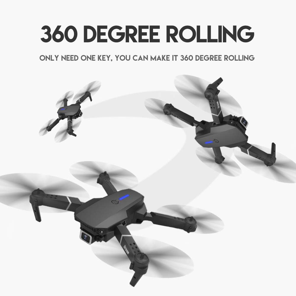 8K Foldable Mini Drone - Dual Camera, WiFi FPV, Gesture Control, Android/iOS Compatible with Carry Case (Black)