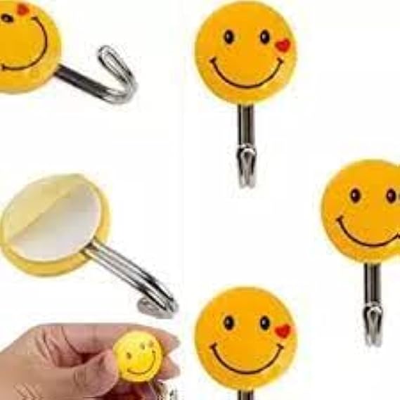 Wall Hanging Hook Set | 9-Piece Emoji Face Hooks with Strong Poster Adhesive