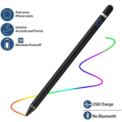 Digital Active Stylus Pen - Compatible with iPad, iPhone & Android, Palm Rejection, Precision Drawing & Writing (Black)