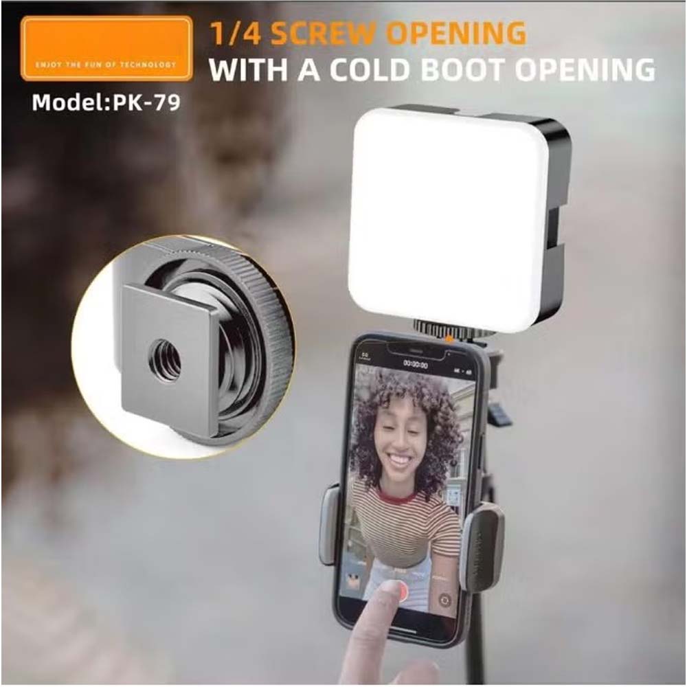 PK79 Mini LED Video Light - 6000K Dimmable 5.5W Fill Lamp with Universal Mount for DSLR, Phone & Laptop