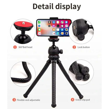 MT-25 Mini Flexible Tripod - Portable Phone & Camera Stand with Bendable Legs for Tabletop, Vlogging & Photography