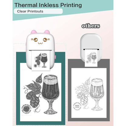 Portable Mini Sticker Printer. Inkless Bluetooth thermal printer for photos, memos & diary. iOS/Android compatible. Print on-the-go.