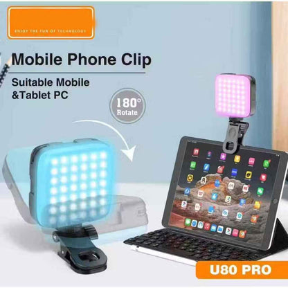U80 Pro RGB LED Photography Light - 3000K-99000K Color Temp, Magnetic Mount, Rechargeable for Mobile & Camera Videos