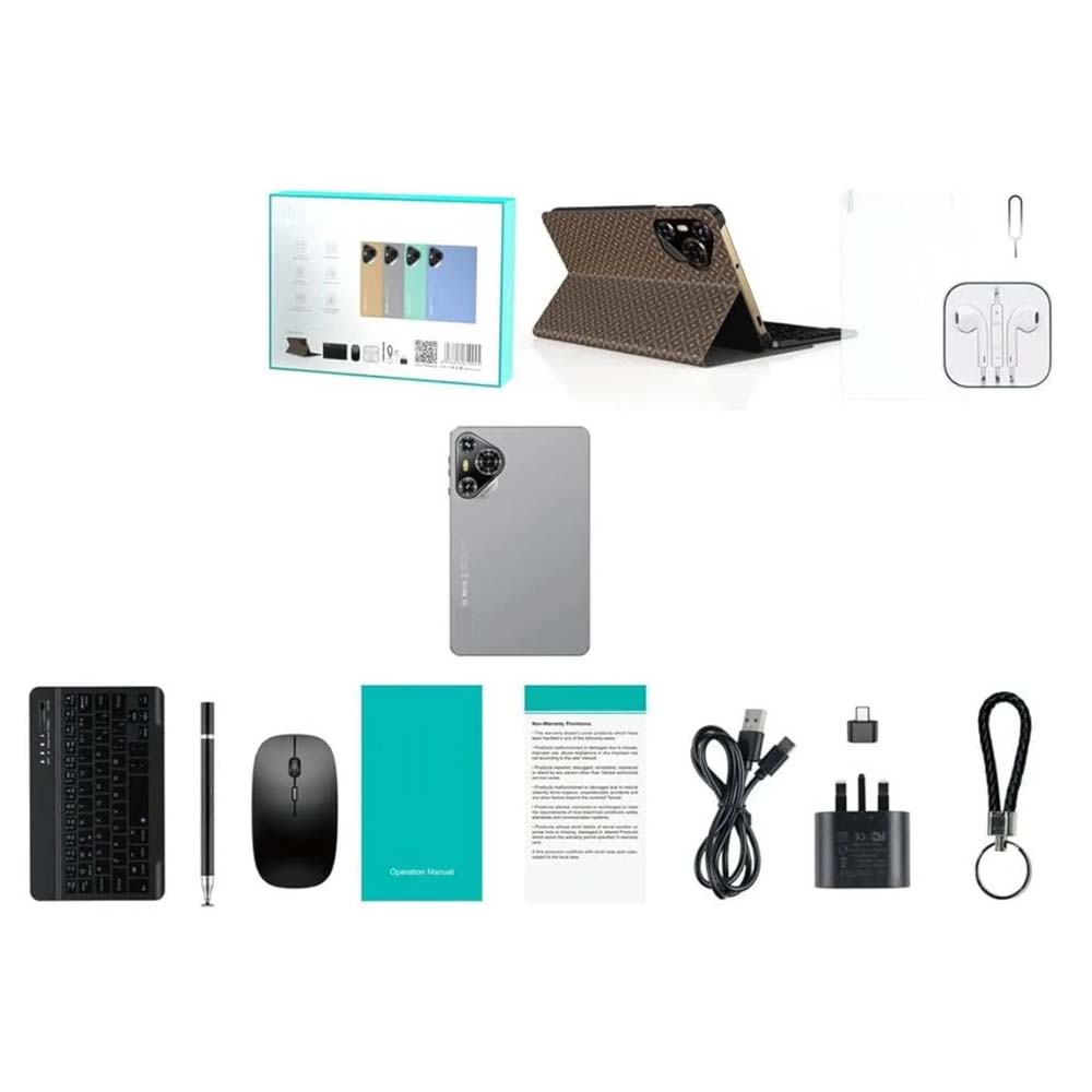 P200 11" Android 13 Tablet - 5G WiFi, Dual SIM, 8GB/512GB, 8000mAh, w/Keyboard & Mouse (Multi Colour)