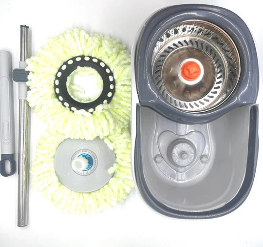 Clean Smart Spin Mop Twin Split Bucket | 360 Wet & Dry Spin Floor Mop with Disinfectant Bottle & 2 Mop Pads | Hygienic Space-Saving Cleaning Tool for Home & Office