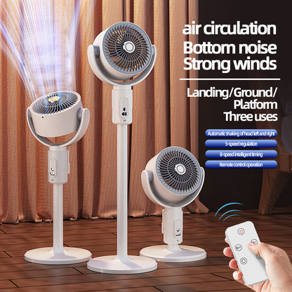 5-Speed Floor Fan - Adjustable Height, Rechargeable, Timer Control, 90° Oscillation for Whole Room Air Circulation