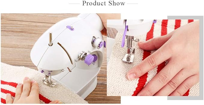 Sewing Machine for Beginners | Kids Handheld Portable Electric Mini Sewing Machine with Extension Table & Dual Speed | Crafting & Mending Machine with Lights & Foot Pedal for Household Use