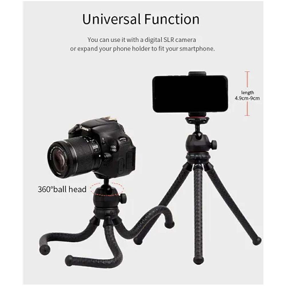 MT-25 Mini Flexible Tripod - Portable Phone & Camera Stand with Bendable Legs for Tabletop, Vlogging & Photography