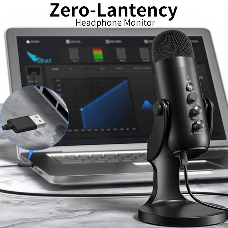 Mc-PW8 Professional USB Microphone – Condenser Desktop Microphone for Podcasting, Gaming, Streaming, and Recording