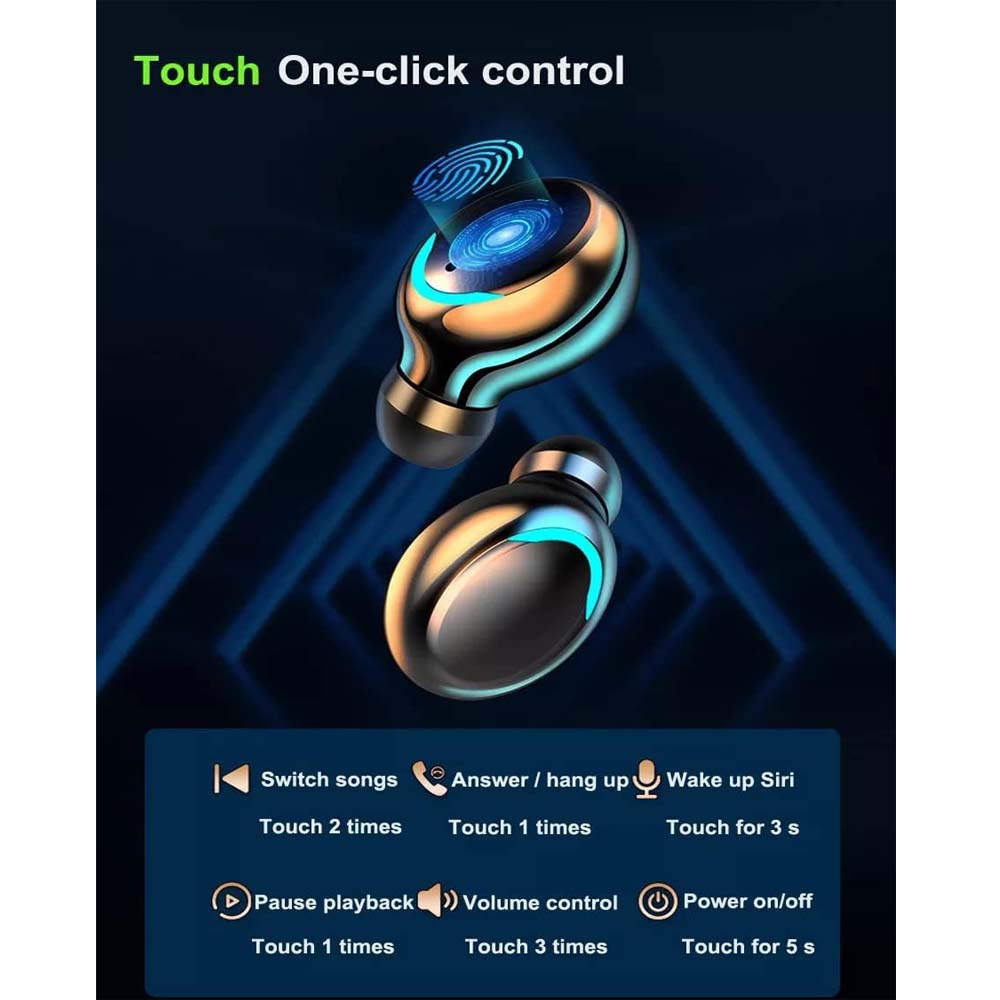 F9-5 Bluetooth Earbuds with 3500mAh Power Bank - 8D HiFi Stereo, Waterproof Wireless Headphones with LED Display Compitable for iPhone/Android/PC