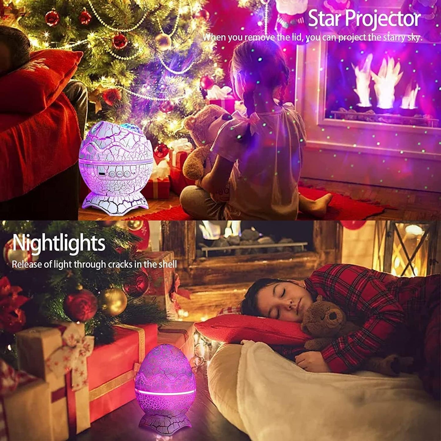 Galaxy Projector Dinosaur Egg – Sky Night Light with Bluetooth Music and Laser Lamp for Room and Party Decor