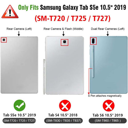 360° Swivel PU Leather Cover Compitable for Galaxy Tab S5e 10.5" Case -  w/Auto Sleep/Wake for SM-T720/T725/T727 (Multi)