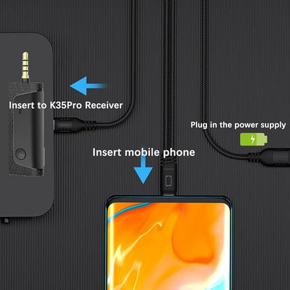 K35 Pro Wireless Lavalier Microphone (2023-24) – Dual-Mic System with Noise Reduction & 3.5mm AUX Compatibility