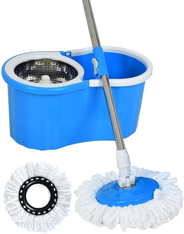 Rotate Stainless Steel Wringer Spin Mop Bucket System | Efficient Floor Cleaning with 360° Spin Technology | Durable & Easy to Use