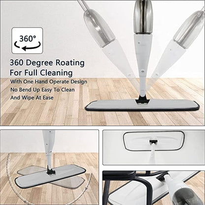 Microfiber Spray Mop – 360° Spin, Wet & Dry Floor Cleaner with Washable Pads & 360ML Tank for Easy Cleaning