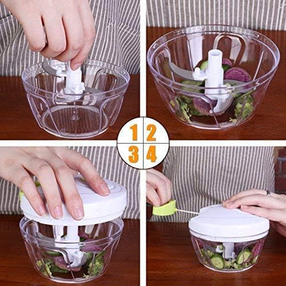 Easy Spin Cutter Hand Chopper | The Ultimate Onion, Garlic, and Vegetable Cutter | Effortless Manual Food Chopper for Quick and Easy Meal Prep