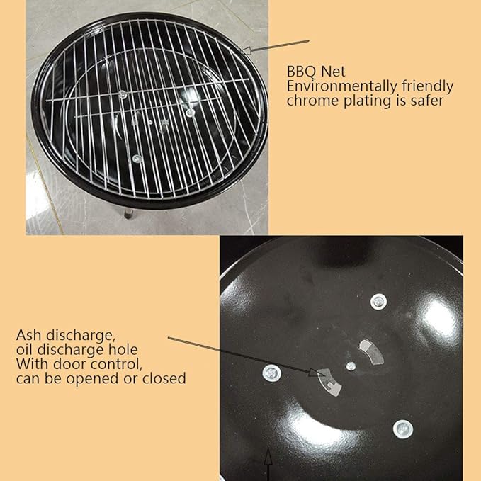 Large Charcoal Barbecue with Wheels and Stainless Steel Grill | Perfect for Family BBQ Parties Outdoors