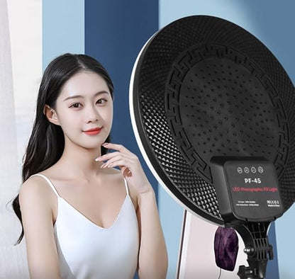 PF-45 Photography Light: 18-inch 60W High Brightness Circular Fill Light for Professional Streaming and Beauty Enhancements