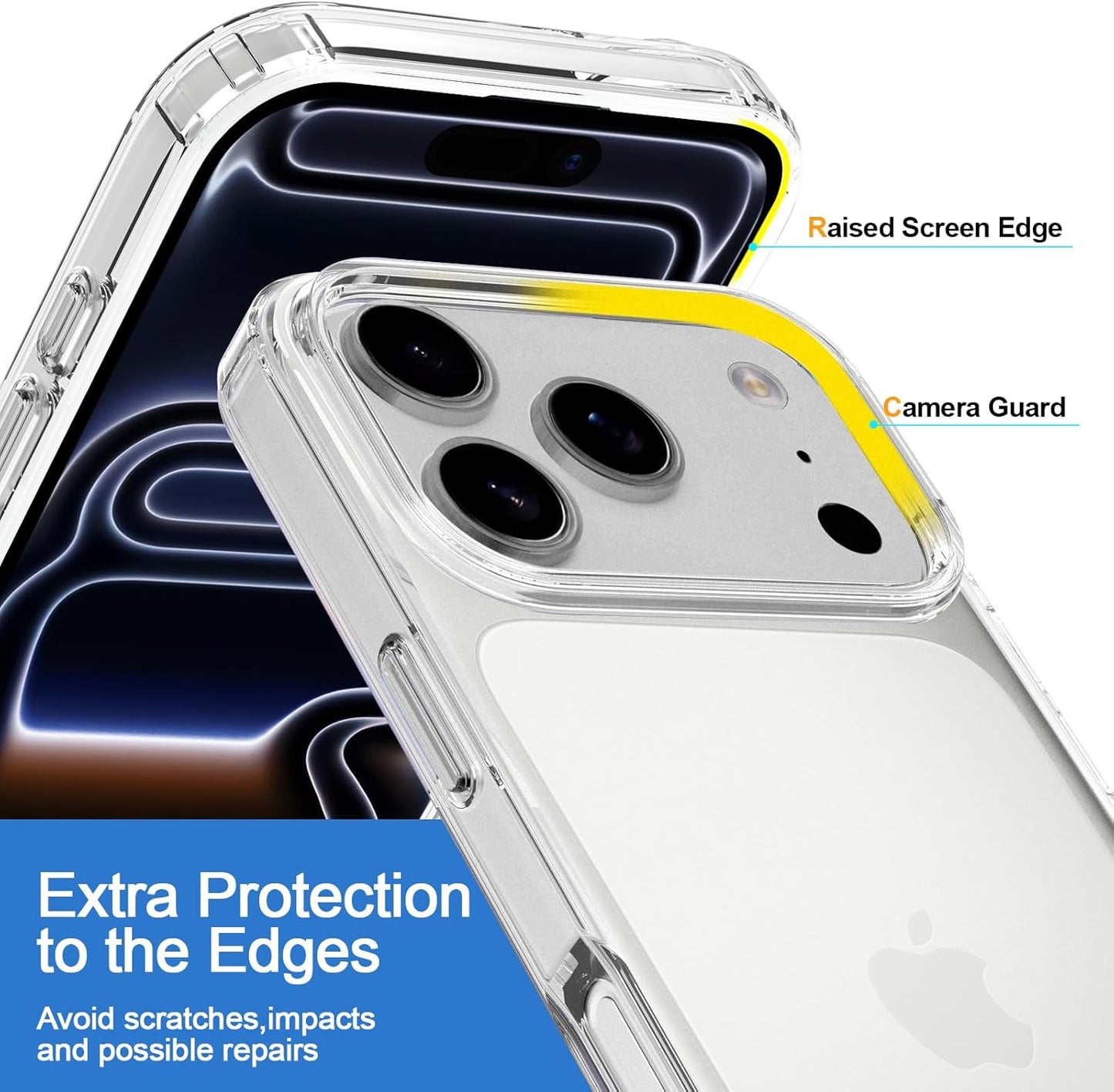 Crystal Clear Case for iPhone 17 Pro 6.3" (2025) - Anti-Yellowing Hard Back, Slim Shockproof Bumper, Wireless Charging Compatible