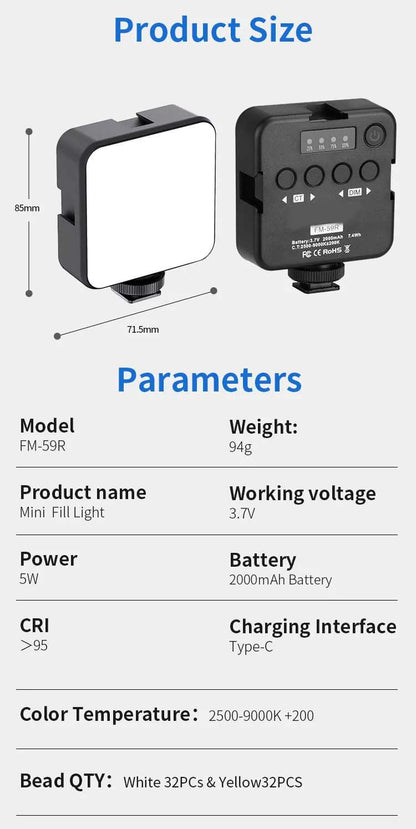 FM-59R Rechargeable Mini LED Light – Portable and Versatile Lighting Solution