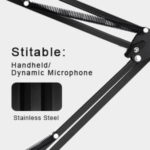 Professional Recording Microphone Stand | Black Suspension Scissor Arm for Dynamic and Condenser Mics | Stable and Adjustable