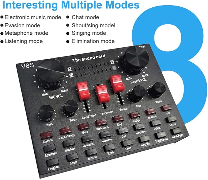 V8S Live Streaming Sound Adapter – Multi-Function High Sound Quality Phone Lap Microphone Compatible Adapter