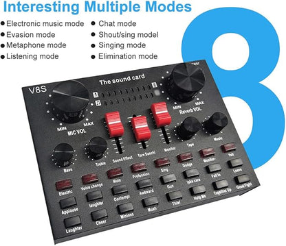 V8S Live Streaming Sound Adapter – Multi-Function High Sound Quality Phone Lap Microphone Compatible Adapter