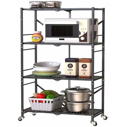 Adjustable 4-Layer Kitchen and Bedroom Storage Rack – Mobile and Versatile Floor Standing Solution