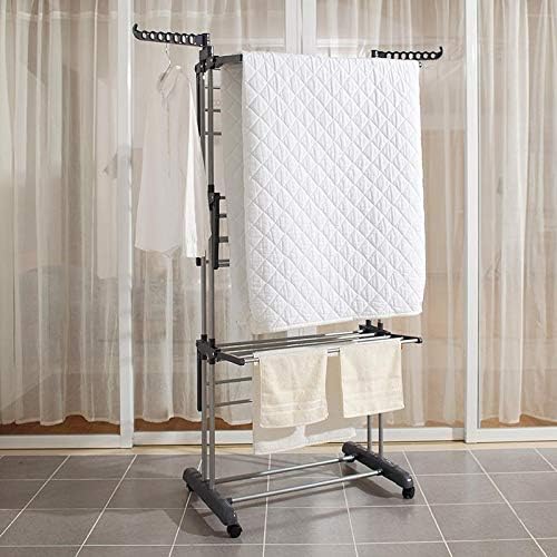 Foldable Rolling Laundry Drying Rack with Adjustable Shelves | Heavy-Duty Stainless Steel Rods | Compact Storage | 4-Tier Adjustable Height & Portable Design