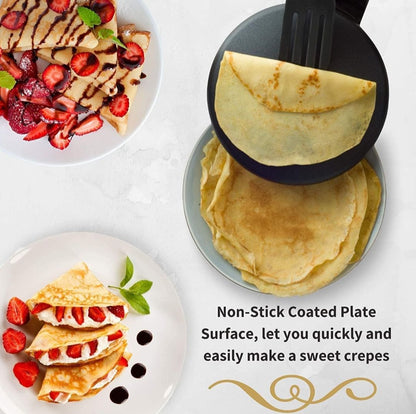 Electric Pancake & Crepe Maker with Auto Power-Off | Non-Stick Hot Plate Cooktop with Automatic Temperature Control | Perfect for Pancakes, Crepes, Omelets, and More