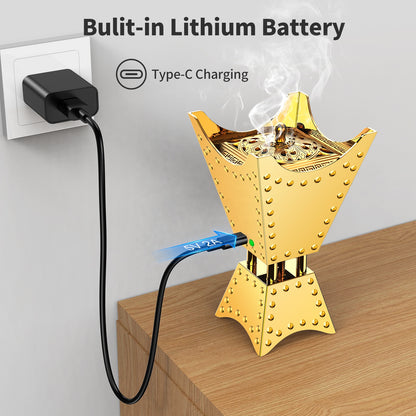 Luxury Electric Bakhoor Burner – USB Rechargeable Car Incense Burner for Oud and Bukhoor