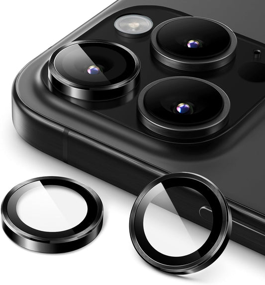 iPhone 16/17 Pro Max Camera Lens Protector - 3-Pack 9H Tempered Glass with Aluminum Alloy Ring, Anti-Scratch HD Cover (Black)