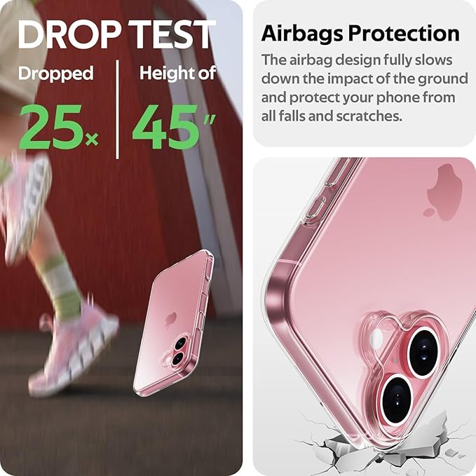 Ultra Slim Flexible Clear TPU Protective Phone Case – Scratch-Resistant Gel Rubber Silicone Cover for iPhone 16, 16 Plus, 16 Pro, and 16 Pro Max with Free Screen Protector