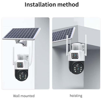 4G LTE Solar Battery Outdoor Camera | HD 4MP | Full-Color Night Vision | Sound/Light Warning | Motion Detection | IP66 Waterproof | Cloud/TF Card Storage
