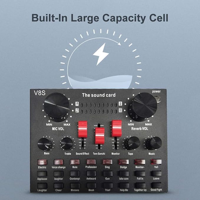 V8S Live Streaming Sound Adapter – Multi-Function High Sound Quality Phone Lap Microphone Compatible Adapter