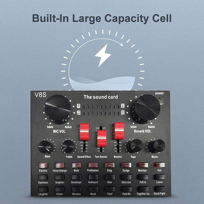 V8S Live Streaming Sound Adapter – Multi-Function High Sound Quality Phone Lap Microphone Compatible Adapter