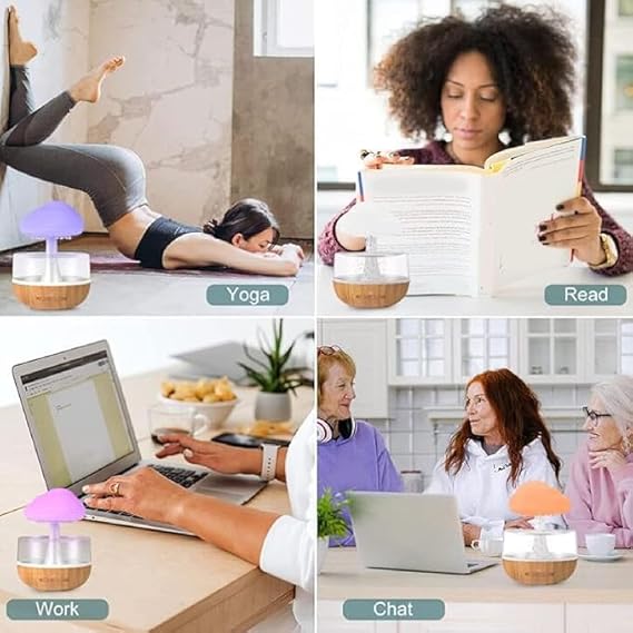 Rain Cloud Humidifier | Portable Mini 450ml Cool Mist Humidifier | USB Personal Desktop Humidifier with 7 LED Lights for Baby Bedroom, Travel, Office & Home