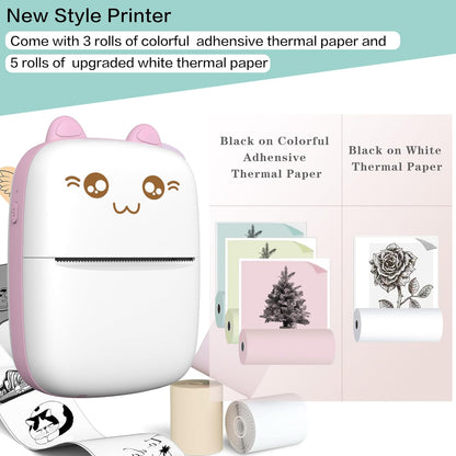 Portable Mini Sticker Printer. Inkless Bluetooth thermal printer for photos, memos & diary. iOS/Android compatible. Print on-the-go.