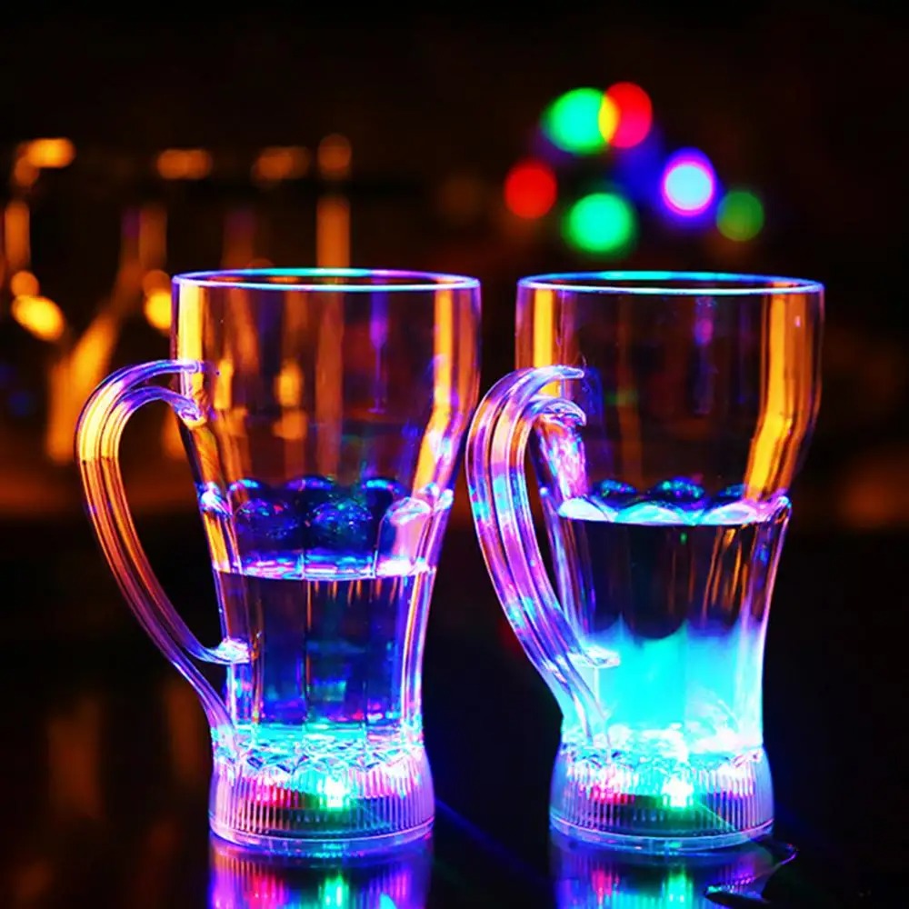 Acrylic LED Flashing Color Changing Glass | Water Activated Light-Up Beer Mug, Whiskey Cup for Parties