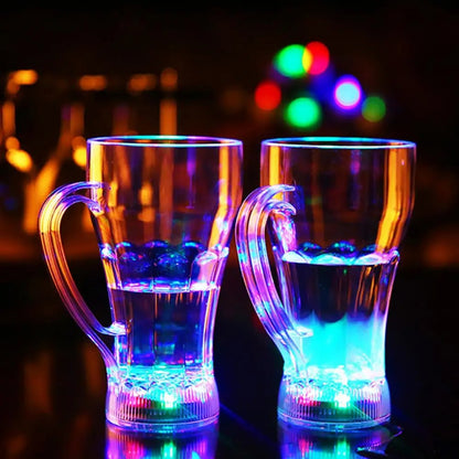 Acrylic LED Flashing Color Changing Glass | Water Activated Light-Up Beer Mug, Whiskey Cup for Parties