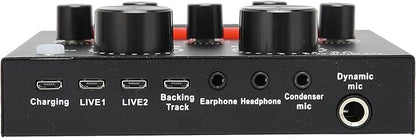V8 Sound Card for Live Streaming – 2 Channels with Multiple Voice Changer Effects and 1200mAh Battery for Smartphones and Computers