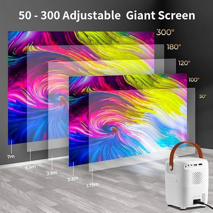 Portable Mini Projector | 1080P with 4K Ultra Clarity, Android 10.0, 5G Wi-Fi, Bluetooth, HDMI | Perfect for Home Cinema, Classroom, Office