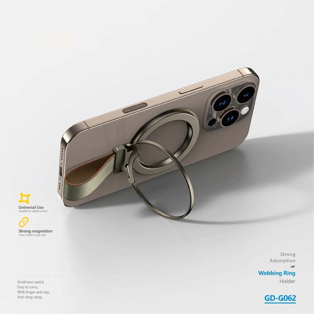 GD-G062 2-in-1 Finger Ring Stand - Magnetic Phone Grip & Kickstand, 360° Rotating Phone Holder for All Smartphones